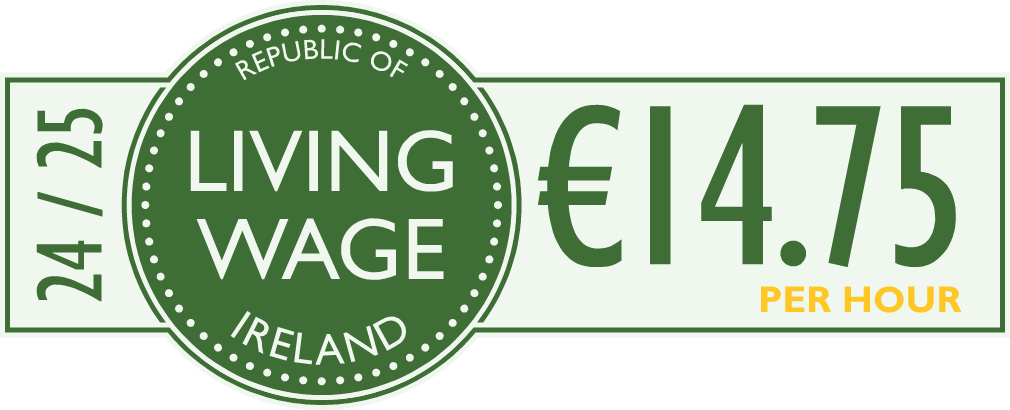 Living Wage rate - €14.75 per hour